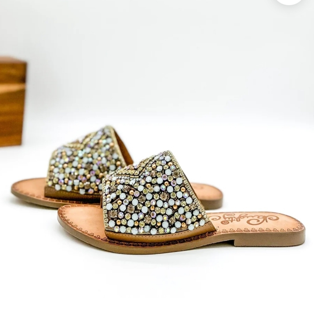 naughty monkey Tan Jeweled Slide Sandals - Picture 2 of 11